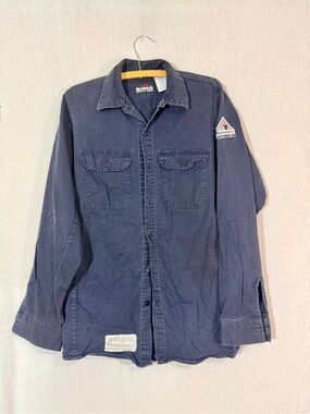 Bulwark FR small regular Men's Navy Work Shirt Jacket - fire resistant